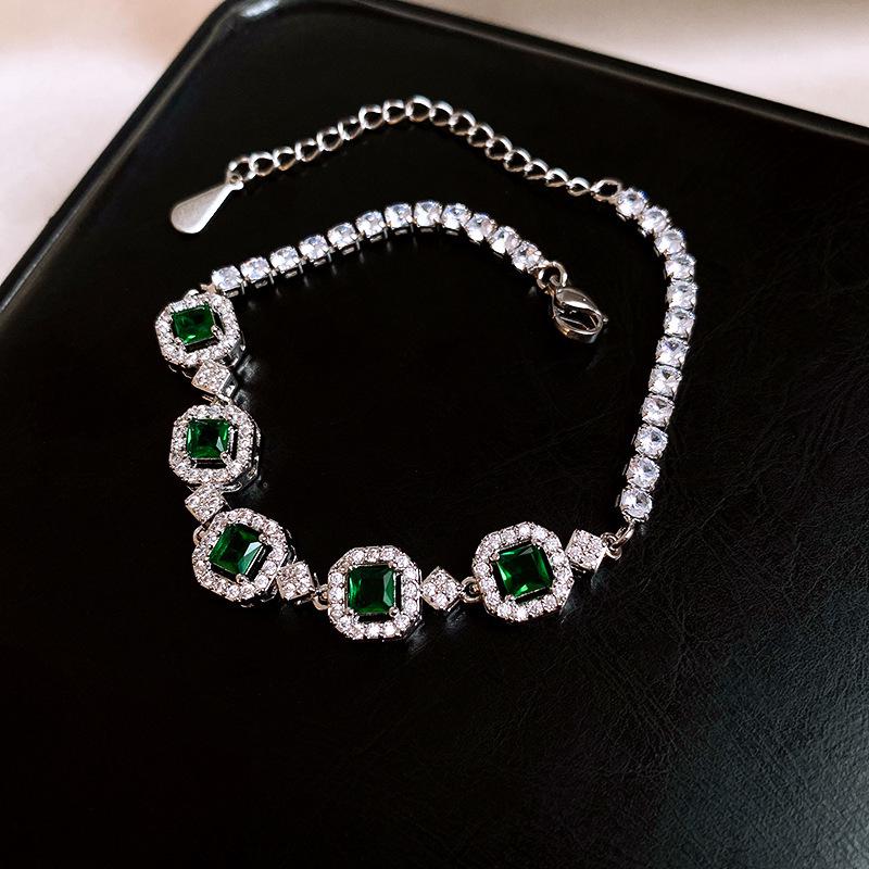 Korean Zircon Octagonal Rose Bracelet - Light Luxury, Elegant Bangle, Fresh Sweet Hand Jewelry