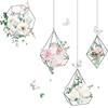 Fresh Flowers Geometric Hanging Basket Wall Stickers Living Room Bedroom Sofa Background Decoration Wallpaper Sticker Home Decor