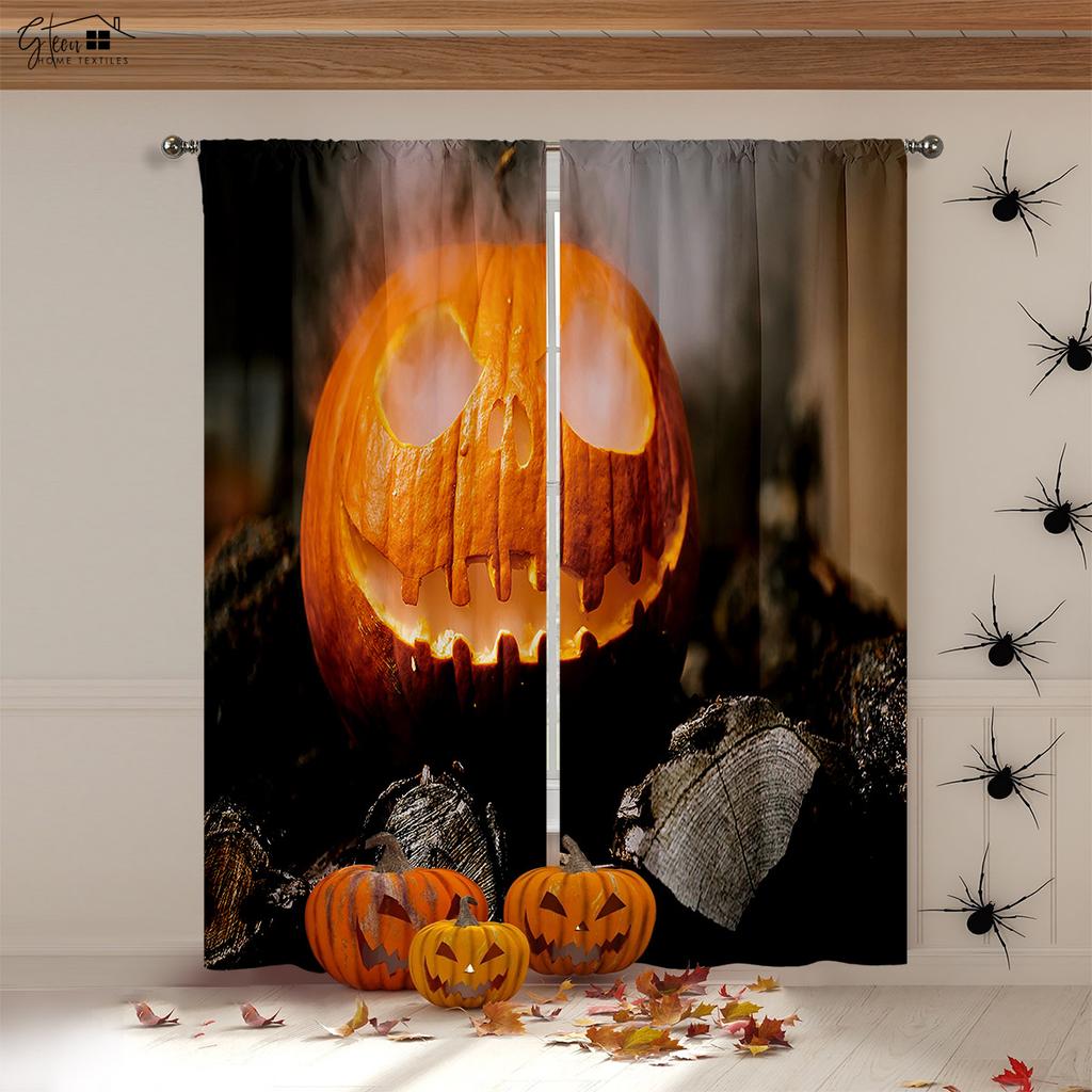 Niedliche Cartoon Geist Kürbis Totenkopf Halloween Dekoration Vorhänge Kinderzimmer Wohnzimmer Kamin Party Dekoration Vorhänge
