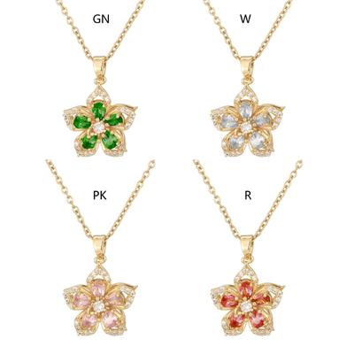 Rotating Bauhinia Zircon Flower Pendant Collarbone Chain Temperament Simple Neck Chain Adjustable Copper Chain Necklace