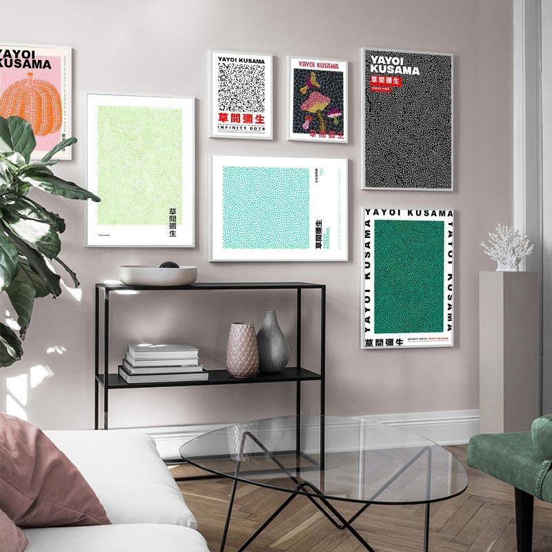 Yayoi Kusama Pumpkin Posters Abstract Nordic Canvas Painting Modern Wall Art Prints Gallery Decor Pictures for Living Room Decor