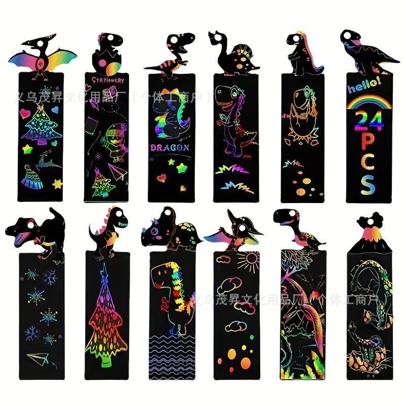 Creative DIY Animal Scratch Painting Bookmarks for Kids - Christmas & Halloween Graffiti Design