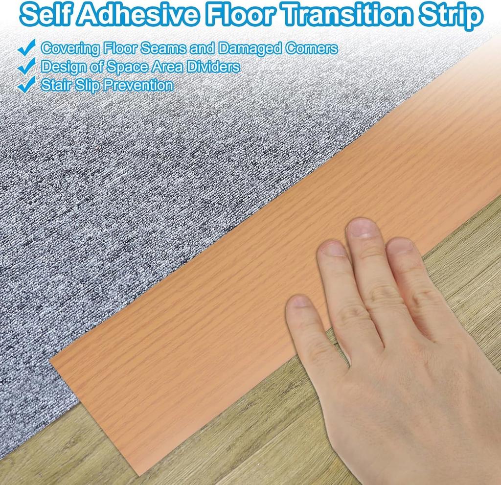 1PC 2M/78.74in Carpet To Tile Floor Transition Strip Self Adhesive Wear-resistant Edging Trim Strip PVC Threshold Cover Doorway