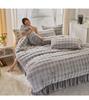 Winter Plush Bunny Fur Bedding Set: Double-Sided Milk Velvet and Coral Fleece Duvet Cover with Skirt