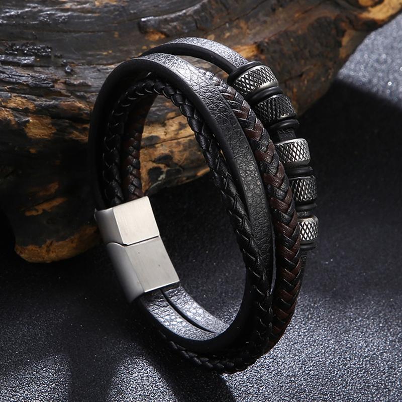 New Men's Leather Bracelet New Style Hand-woven Multi-layer Combination Accessory Fashion Man Jewelry