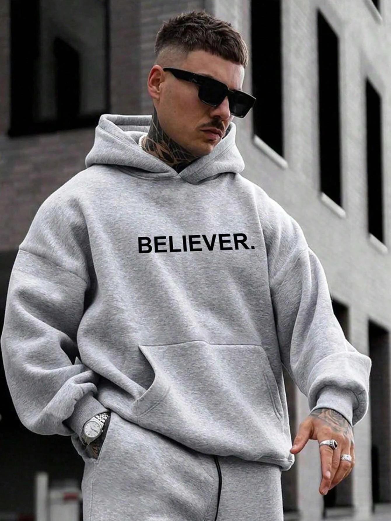 

2025 Autumn/Winter Hoodie with Letter Print of Believer s Lettering in Simple Onigiri Style Made of Environmentally Friendly 3XL