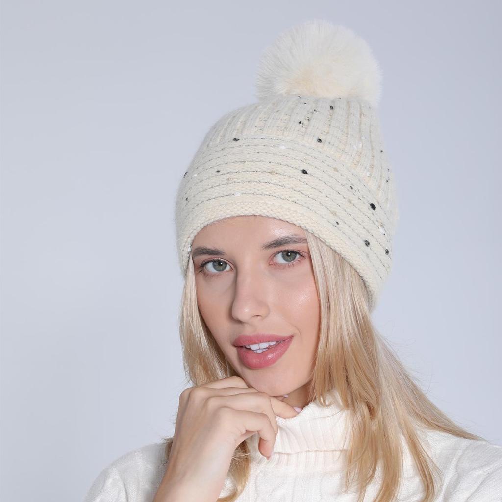 Women's Autumn Winter Plush Knitted Soft Rabbit Wool Hat Warm Beret