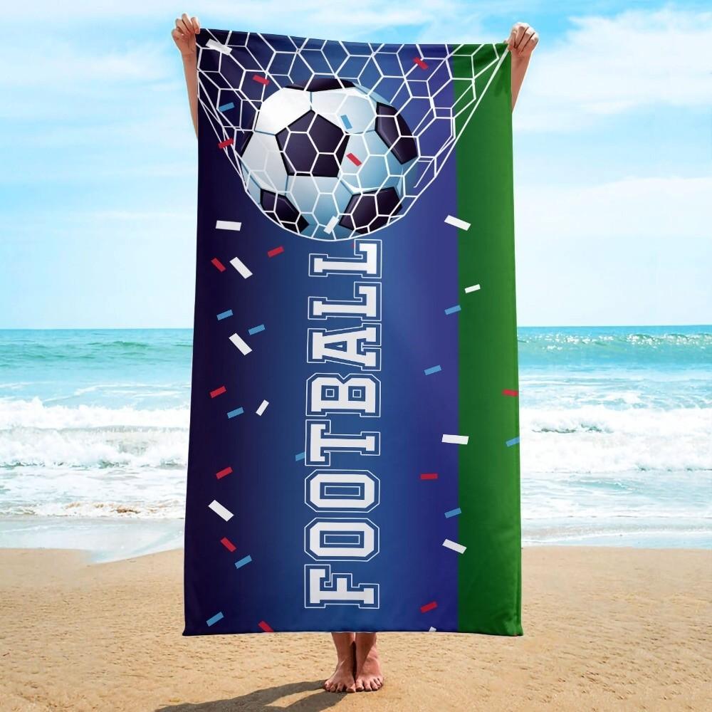 Portable Football Print Beach Towel Soft Shower Towel Creative Quick-Dry Beach Scarf Beach