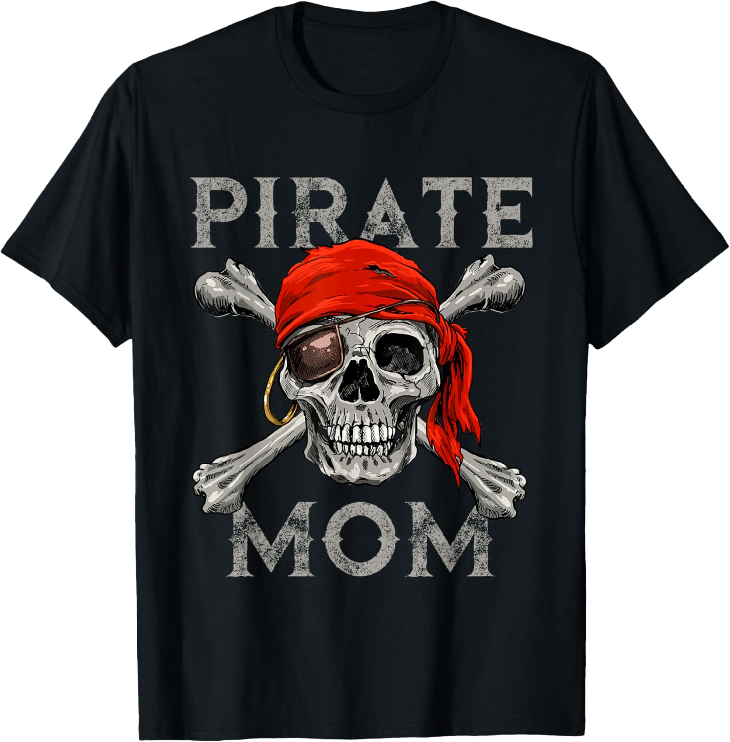

Pirate Mom Skull Crossbones Graphic Tee Women s Casual Cotton T-Shirt Halloween Gift 4XL