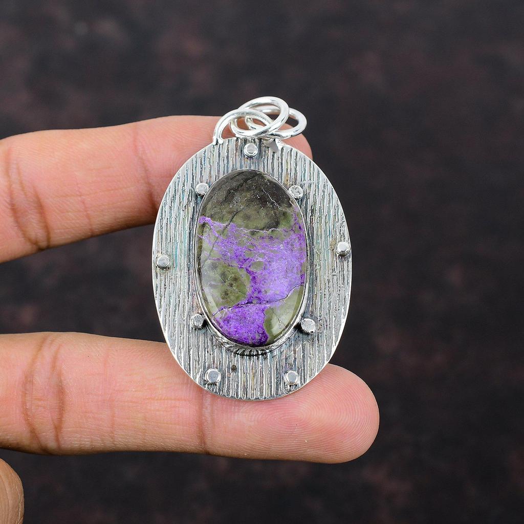 Purpurite Pendant Handmade Jewelry 925 Sterling Silver Pendant Antique Gemstone Jewelry Birthstone Jewelry Gift For Friend Statement Pendant