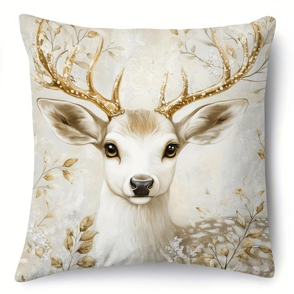 Christmas Decoration Pillow Cover Santa Claus Reindeer Christmas Tree Pattern Living Room Sofa Cushion Cover Home Decoration