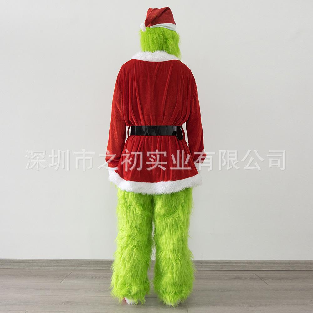 Christmas Grinch Grinch The green-haired monster Grinch cos Costume latex mask headgear performance outfit set