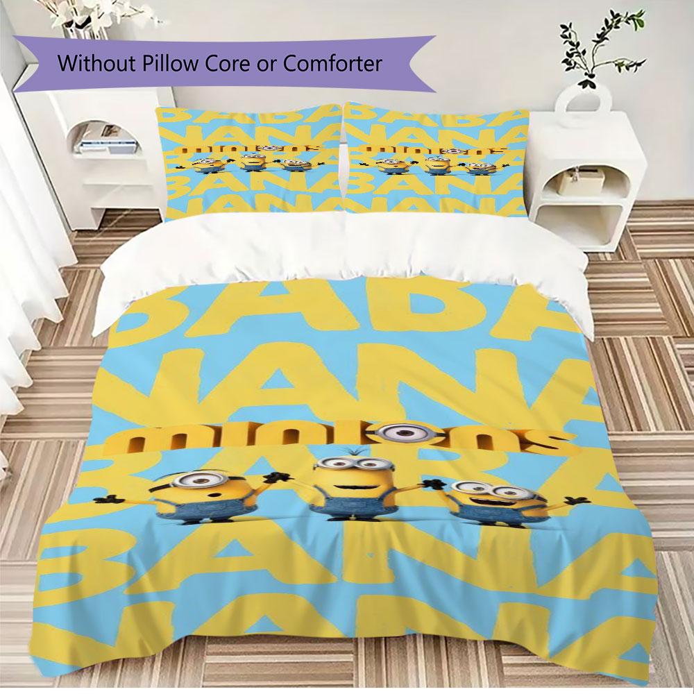 Classic Minions Printed Bedding Set 3PCS Cartoon Character Duvet Cover Pillowcase For Children Teens Room Home Decor
