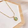 Summer Cool Green Opal Titanium Steel Necklace Women Do Not Fade Versatile Stack Wearing Girlfriends Gifts