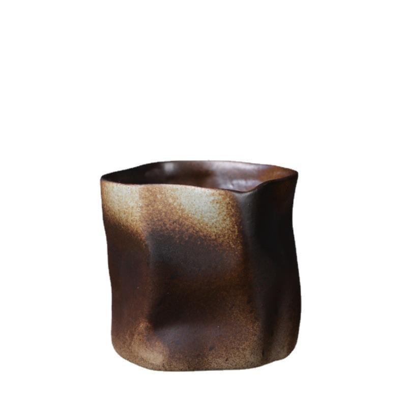 Ceramic Special-Shaped Cup Retro Supply Niche Ceramic Cup Japanese Creative Coffee Cup Coarse Pottery Water Cup