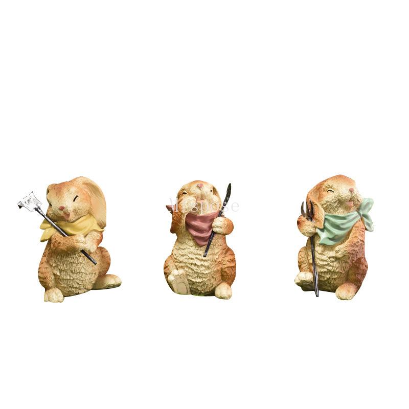 Easter Three Bunnies Set Resin Crafts Home Decorations Outdoor Ornaments