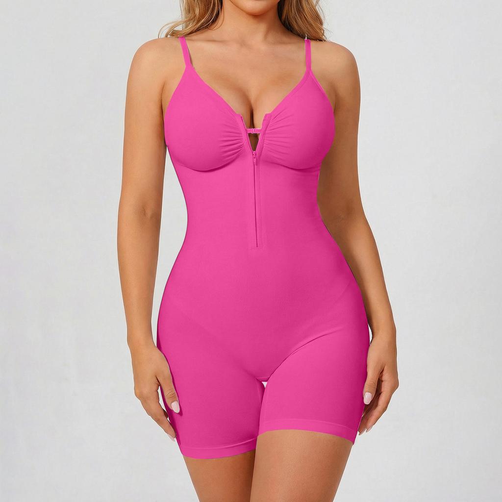 Women Seamless Body Shaper Zipper Front Full Body Slimming Underwear Tummy Control Waist Cincher Bodysuit Shorts