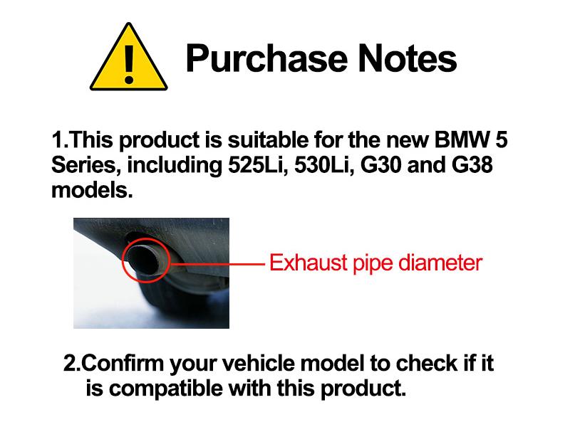 Compatible with BMW 5 Series G30/G38 525li/530 Quad Outlet Exhaust Pipe Titanium Black Tailpipe Cover