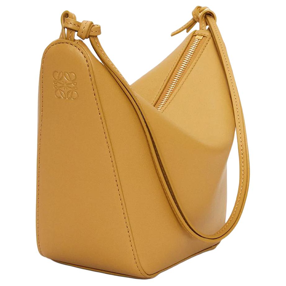 Loewe Hammock Embossed Letter Puzzle Zipper Closure Leather Hobo Bag Women Bags Desert-Yellow A538G13X01-6715