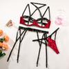Sexy Leopard Exotic Lingerie Set Sensual Outfits Delicate Bandage Hollow Push Up Bra Thong Garter Belt Stockings Underwear