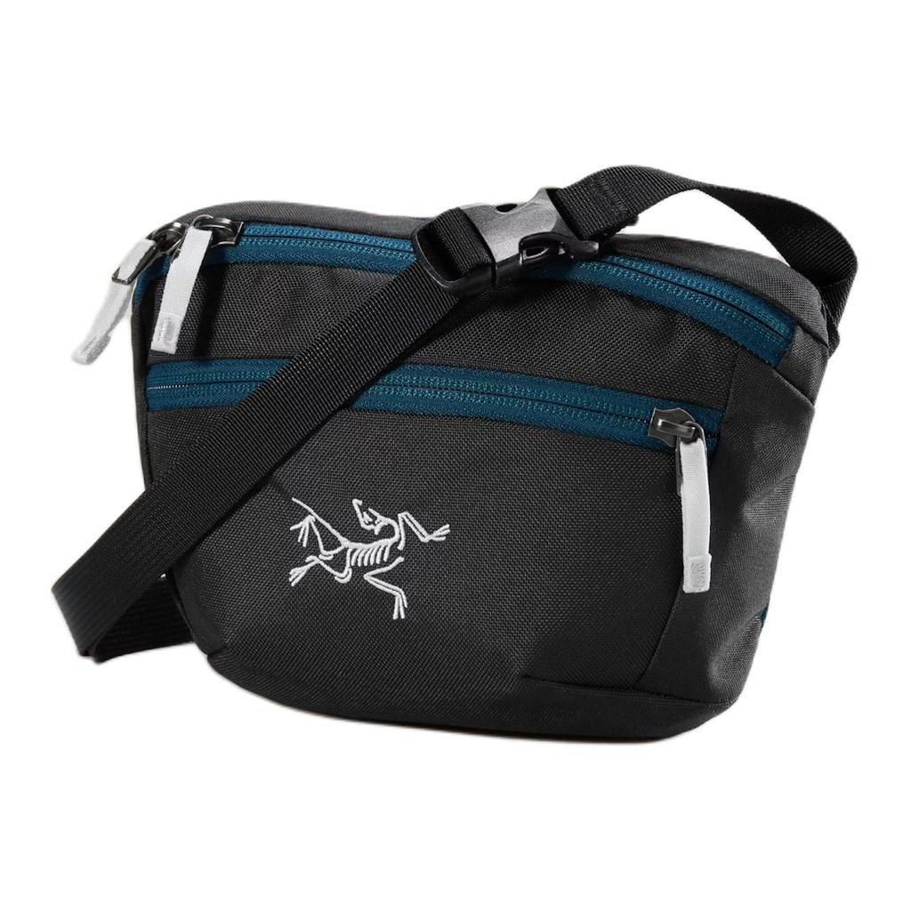 Arcteryx 1.5L Mantis 1 Classic Logo Durable Waterproof Outdoor Bag Recycled Polyester Black And Sky Blue Unisex bags X000009234-LODESTAR