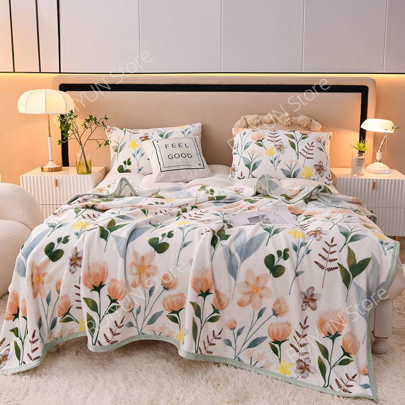 

Зимнее утепленное одеяло с новым принтом, мягкое одеяло из кораллового флиса, дорожное одеяло для автомобиля, покрывало для офиса, обеда, одеяло с кондиционером 100x150cm