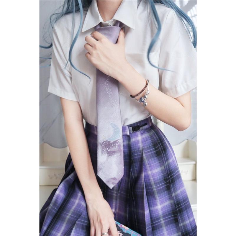 Original JK Academy Style Women's Short Sleeve White Shirt with Pointed Square Collar