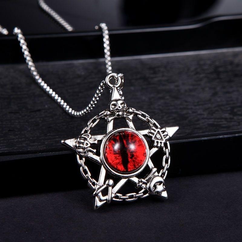 New Necklace Boys Trendy Versatile Five-pointed Star Pendant Jewelry Devil's Eye Domineering Accessories Hip-hop Street Dance
