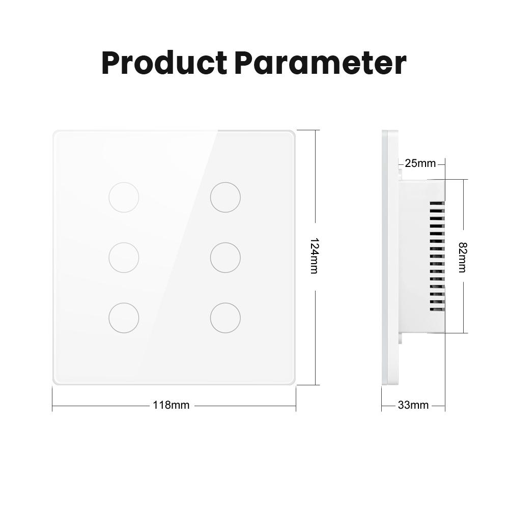 

AVATTO Tuya Brazil WiFi Light Wall Switch, сенсорный датчик Smart Interruptor 4/6 Gang, работа с Alexa, Google