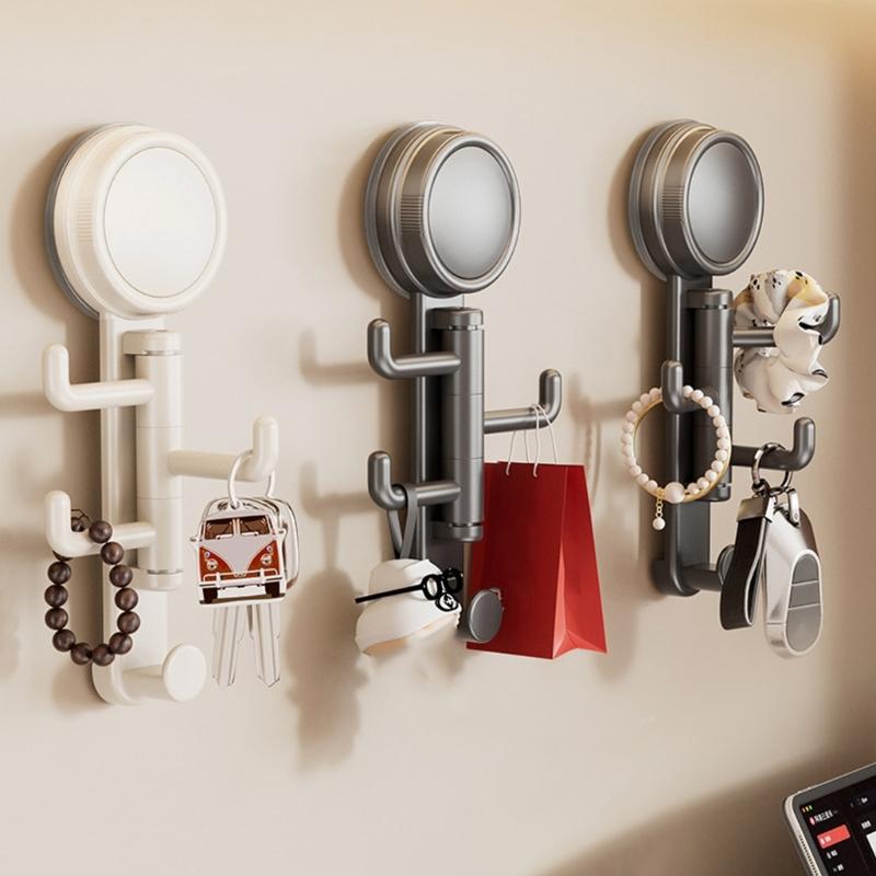 Three Hook Suction Cup Storage Hanger with ABS Body for Towels Keys Bags and Smooth Wall Use In Dorms and Rentals