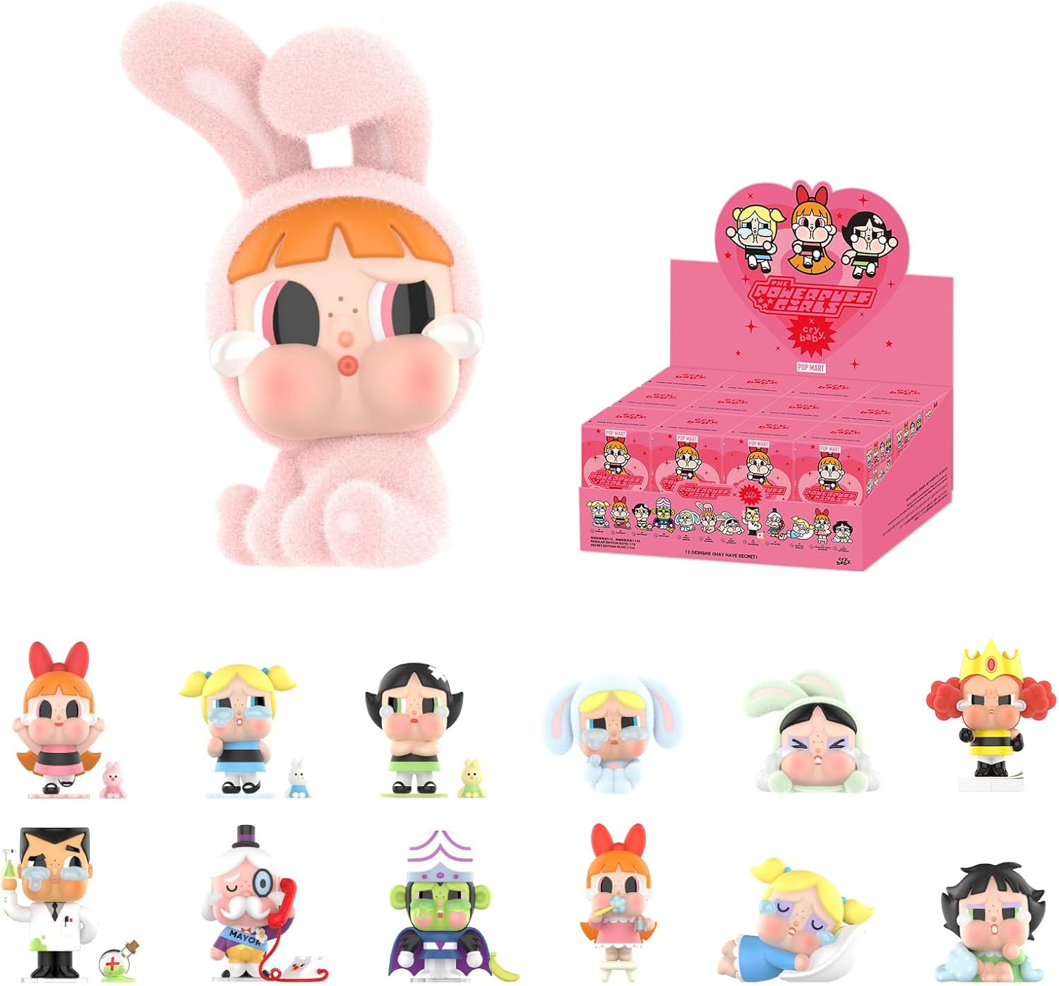 

Фигурки серии POP MART Crybaby x Powerpuff Girls, фигурки-сюрпризы Crybaby, коллекционные игрушки со случайным дизайном, украшения для дома, подарки на праздник и день рождения