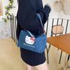 Cartoon Kitty Cat Denim Handbag Portable Kawaii Plush Bags Casual Handbag Cute Kitty Cat Makeup Bag Girls Women's shoulder bag