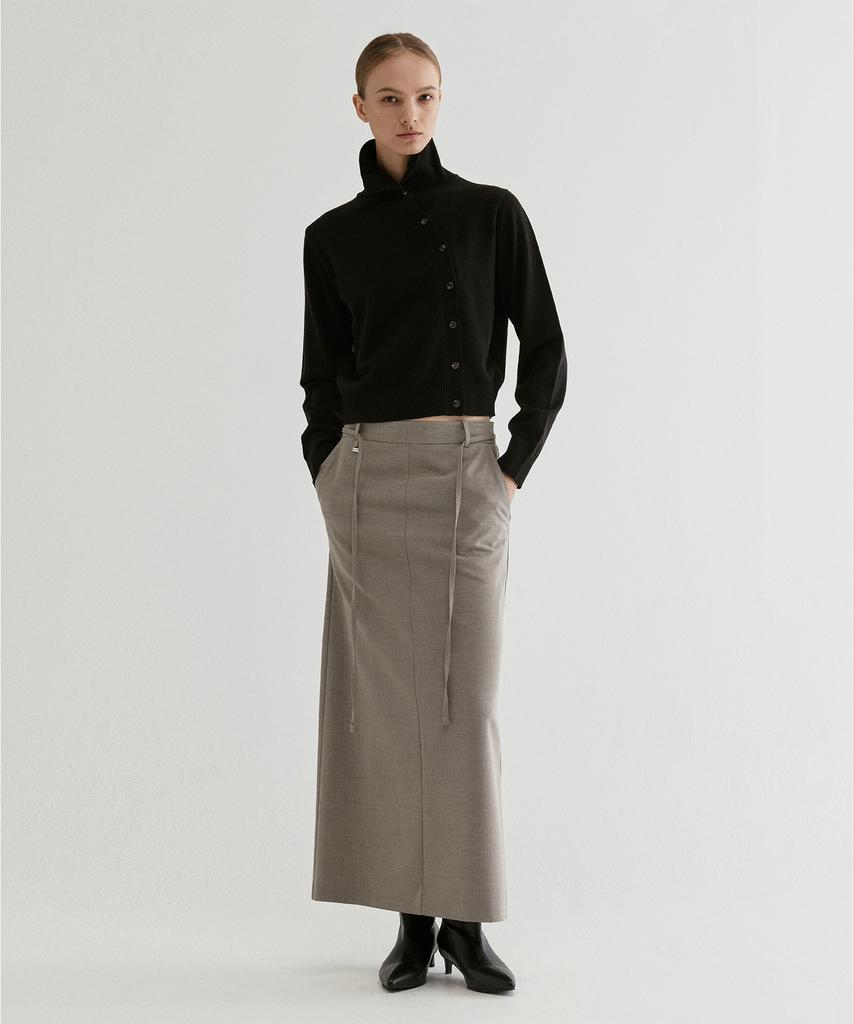 From Wear Belted Straight Maxi Skirt Gray