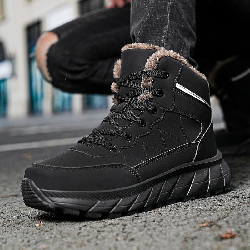 Men's Sneakers Outdoors Plush Warm Winter Waterproof Shoes Non Slip Hiking Ankle Boots Winter Shoes for Men Work