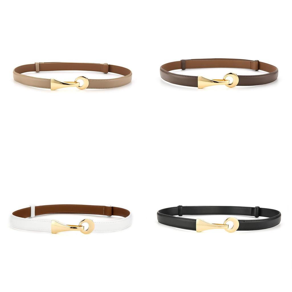 Genuine Leather Womens Waist Belt With Double Ring Buckle For Casual And Office Wear