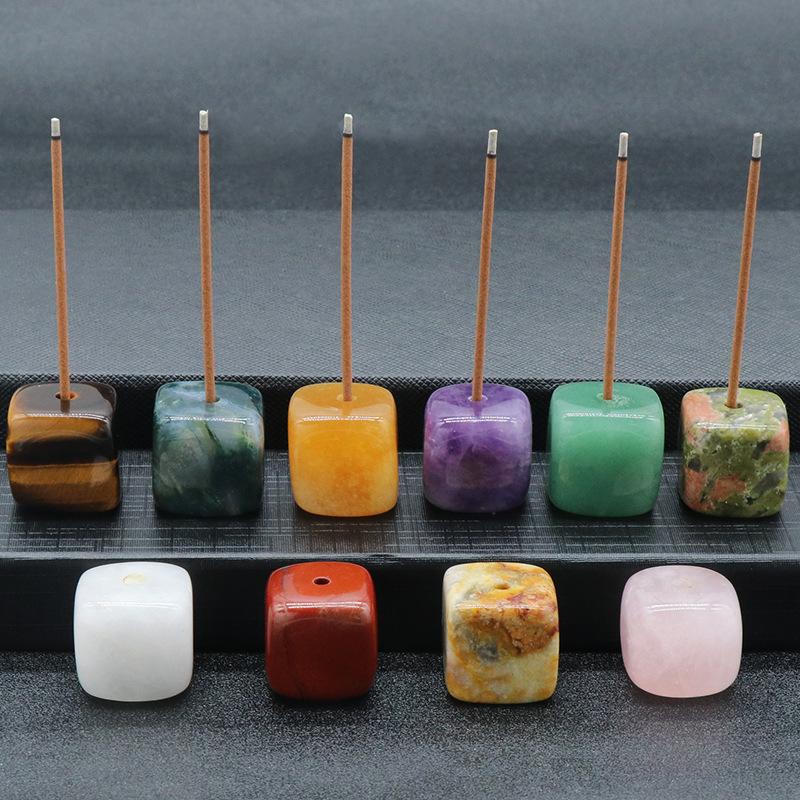 Natural Crystal Stone Square Incense Holder Base Crystal Aroma Stone Incense Holder Home Decoration Interior Decoration