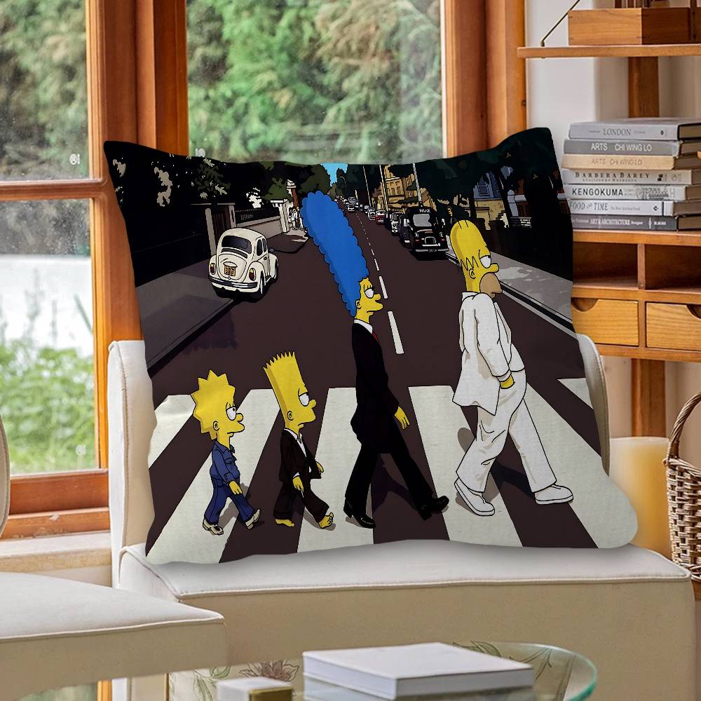 Cartoon The S-Simpsons Cushion Cover Car Throw Pillow Case For Sofa Car Christmas Gift 40x40cm 45x45cm