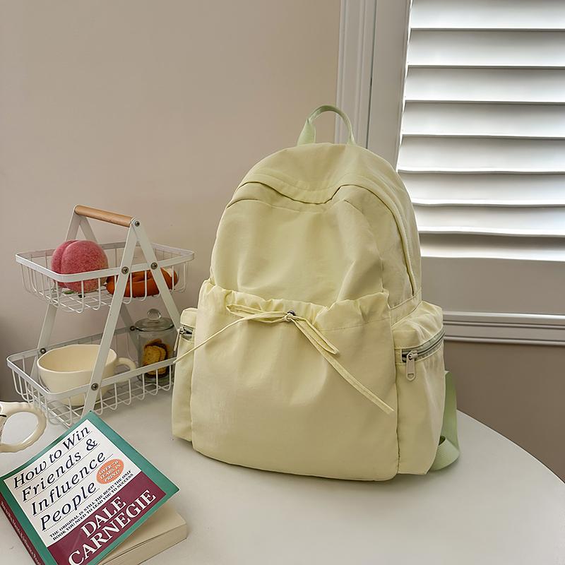 Lightweight Solid Color Backpack Travel Backpack Large Capacity Student Schoolbag