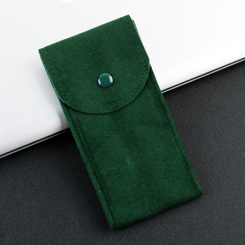 3 colors Portable Watch Bag Gift Shock-proof Press Button Short Velvet Snap Watch Packing Pouch green single storage box