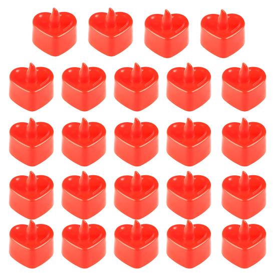 24Pcs LED Tealight Candles with Artificial Flower Petals Romantic Heart Shape Create Atmosphere Home Decoration Candle Light Kit