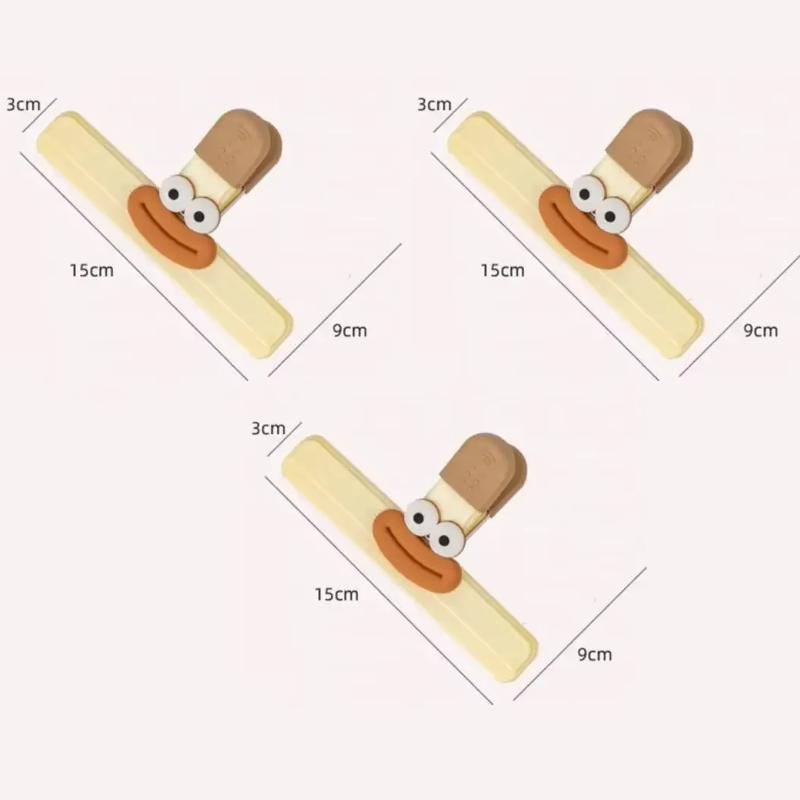 3pcs Sealing Clip Snack Packaging Bag Seal Clamp Funny Cute Food Seal Clip Kitchen Refrigerator Tools Food Snack Tea Storage