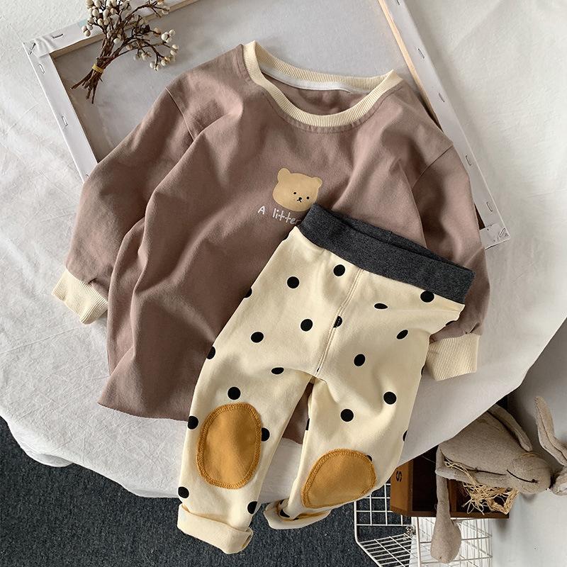 Girls Kids Cartoon Long Sleeve Mid Length Korean Style Casual Bottoming T Shirt
