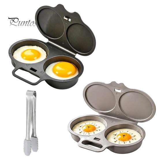 Fast Breakfast Cooking Tool Dual Cavity Microwave Egg Poacher with Lid And Handle, Food Grade Plastic Simple Cooker for Home Steamer, Oil-free
