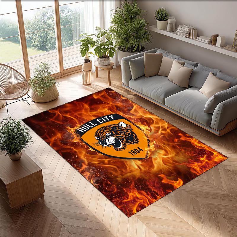 Tappeto in Velluto di Cristallo con Stampa Calcio Hull City, Comodo Assorbente d'Acqua Antiscivolo Tappeto per Pavimento Interno
