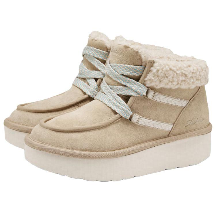 Skechers Suede Padded Comfortable Versatile Mid-Calf Snow Boots Women boots Sand-Yellow 169142-SAND