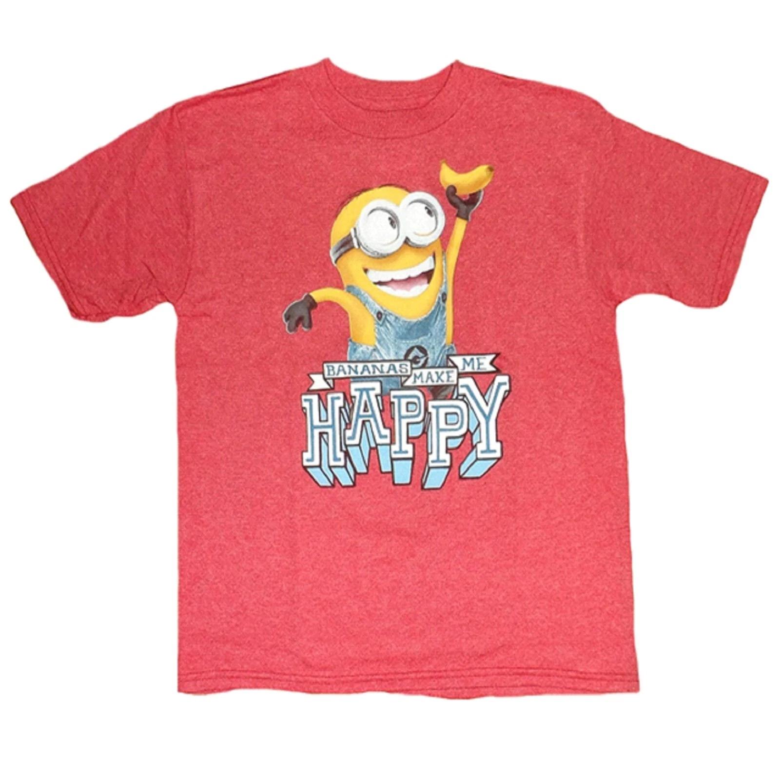 Despicable Me Little Boy s Heathered Red Bananas Make Me Happy T-Shirt-NWT 100