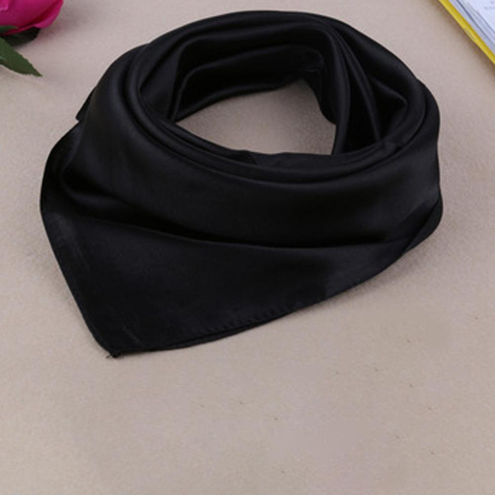 Women Fashion Solid Color Soft Silk Square Scarf Bandana Neckerchief Head Neck Wrap Scarves