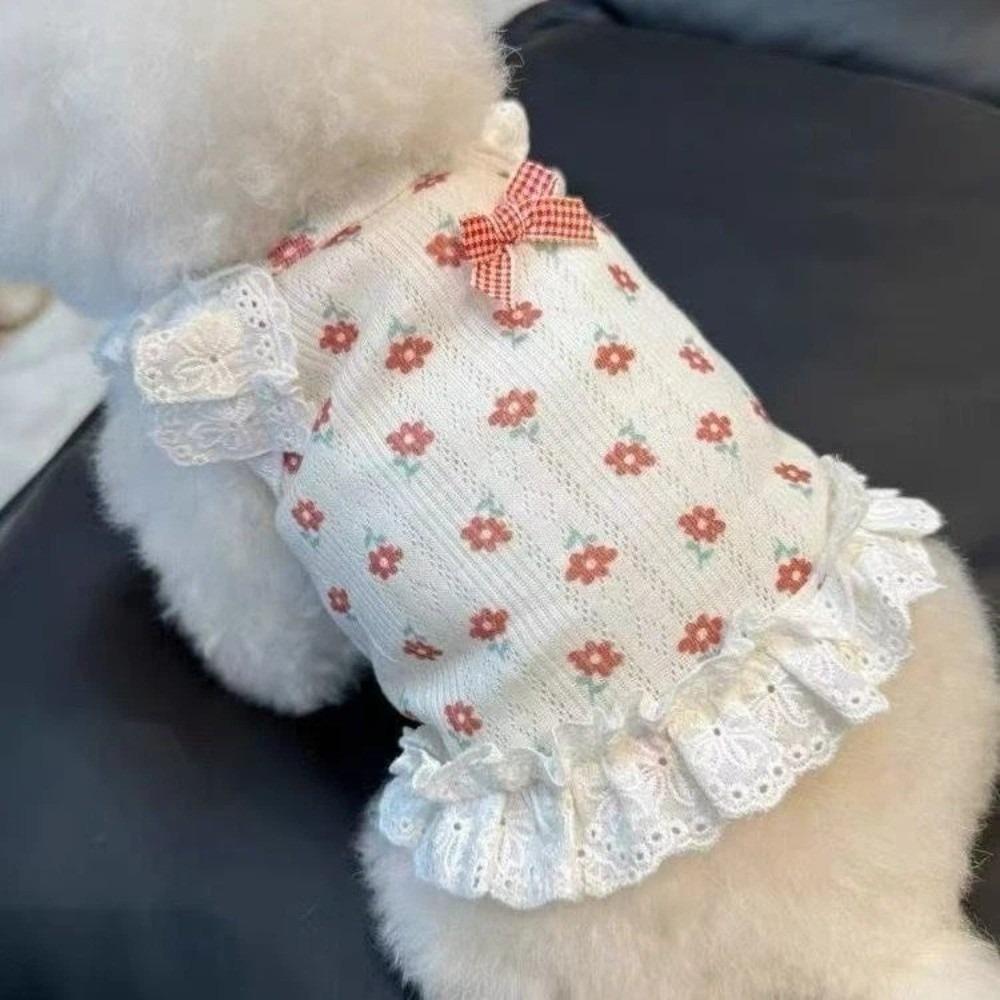 Short Style Puppy Vests Lace Trim Cat Camisole New Princess Dress  Summer Wear