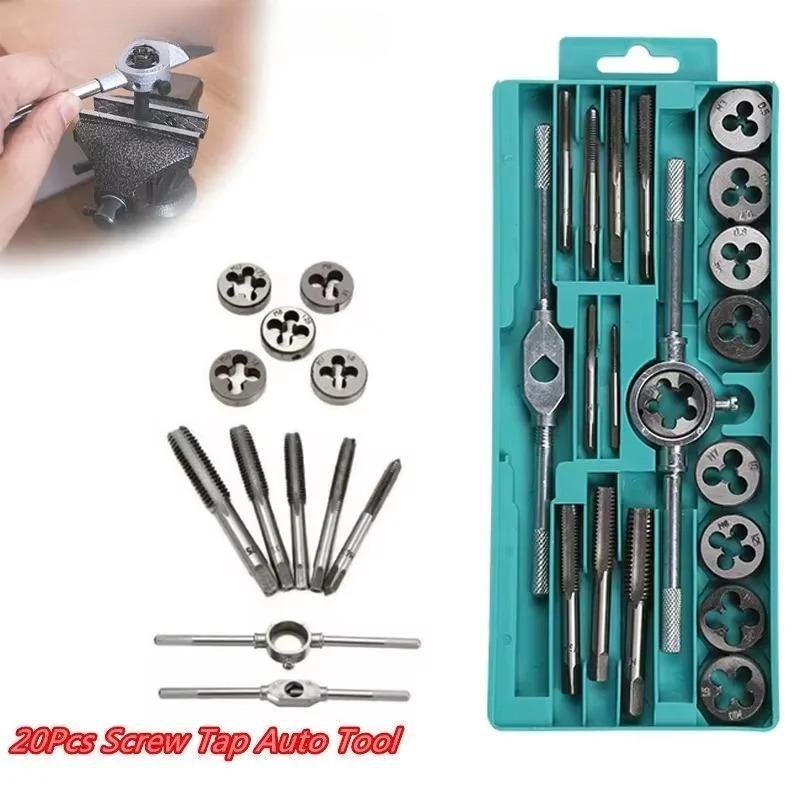 Tap and Die Set M3 To M12 12/20PCS Hand Thread Repair Tool Kit with Straight Taper Taps for Precise Thread Cutting