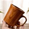 Handmade Wooden Cup Coffee Beer Tea Mugs Big Belly Cup with Handle Retro Teacup Kitchen Bar Cafe Home Office Decoration Supplies